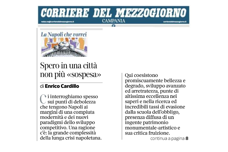 L’intervento di Enrico Cardillo, direttore di Stoà, sul Corriere del Mezzogiorno del 29 luglio