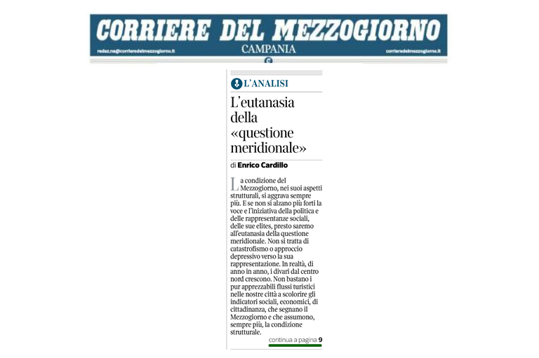 L’intervento di Enrico Cardillo, direttore di Stoà, sul Corriere del Mezzogiorno del 31 gennaio
