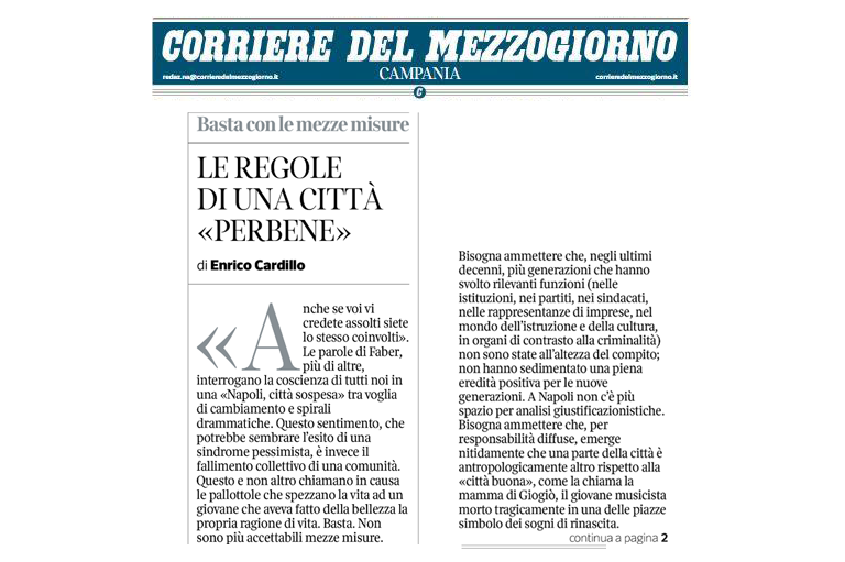 L’intervento di Enrico Cardillo, direttore di Stoà, sul Corriere del Mezzogiorno del 6 settembre